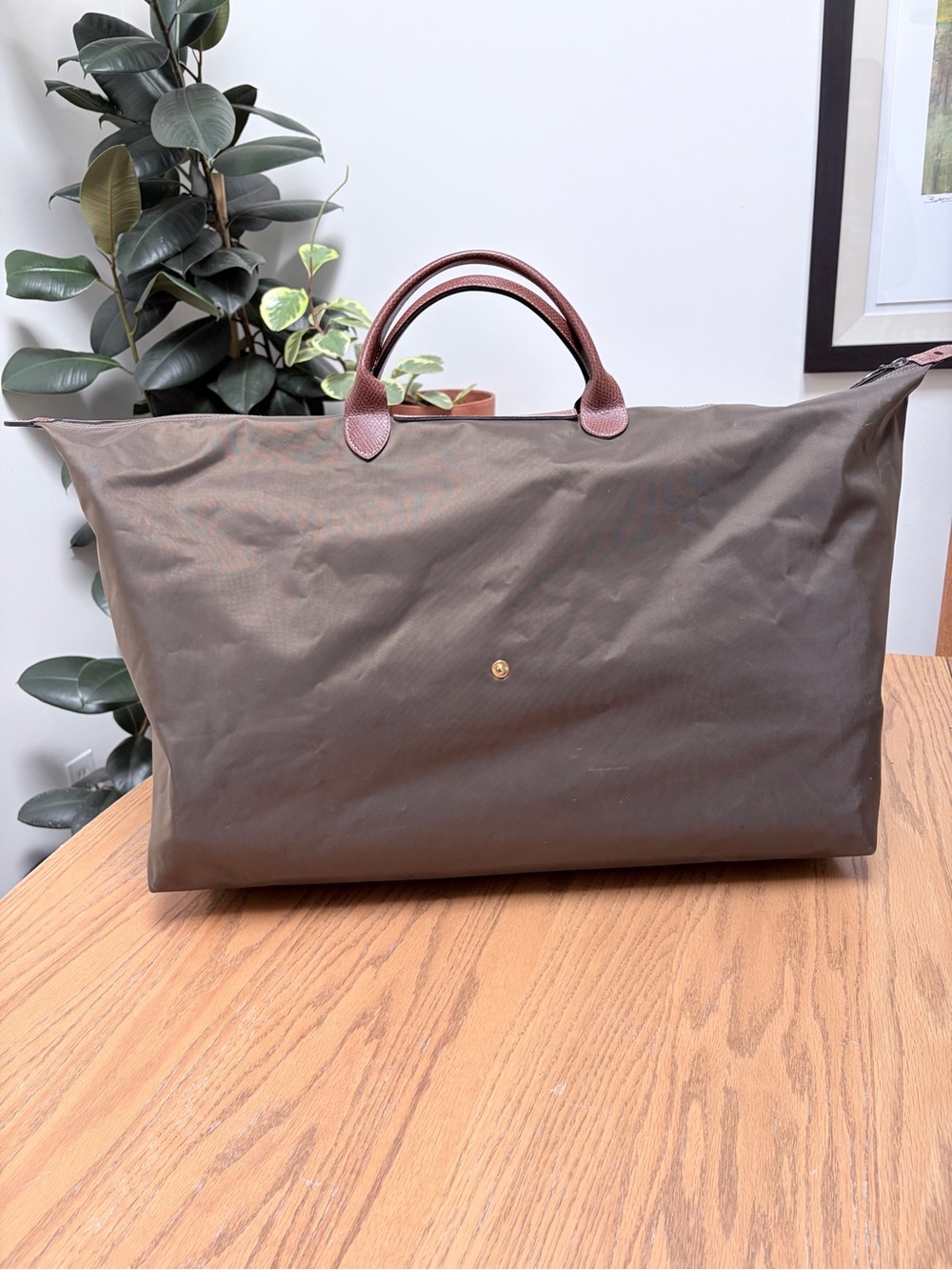 Longchamp Olive Green Travel Weekender Duffel Bag with Leather Handles - Picture 8 of 16